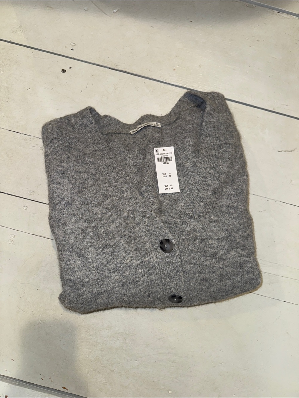 Abercrombie & Fitch Gray V-Neck Button Cardigan